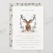 キュートエレガントダスキーディアーフローラクレストブライダルシャワー サンキューカード (正面/裏面)