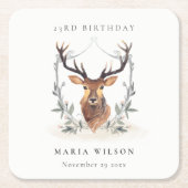 キュートエレガントダスキーディアーフローラ任意の年齢誕生日 スクエアペーパーコースター (正面)