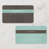 キュートエレガントダマスクパターンfinesh gray mint 名刺 (正面/裏面)