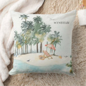 キュートエレガントトロピカルビーチ沿岸ショアモノグラム クッション (ブランケット)