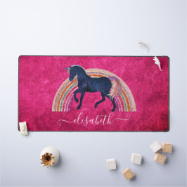 キュートエレガントネームガーリーレインボーシチュアルユニコーン デスクマット