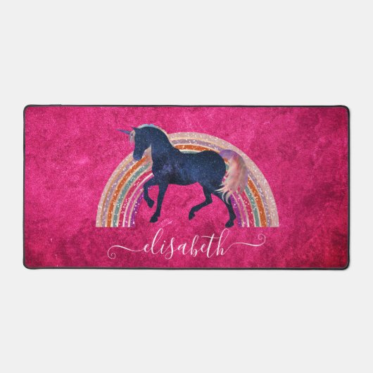 キュートエレガントネームガーリーレインボーシチュアルユニコーン デスクマット (正面)