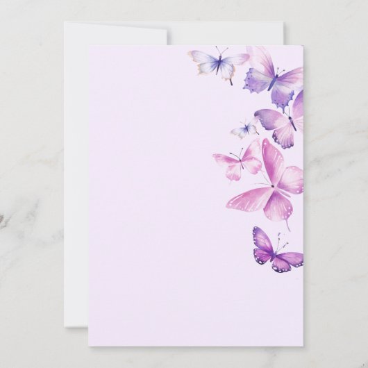 キュートエレガントバタフライガールズ5誕生日 招待状 (裏面)