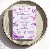 キュートエレガントバタフライガールズ5誕生日 招待状