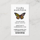 キュートエレガントバタフライ(昆虫)オオカバマダラ、モナーク美しいラッシュシック 名刺 (裏面)