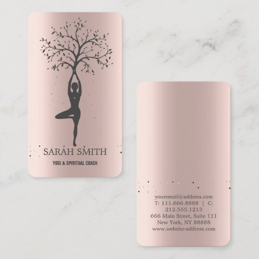 キュートエレガントバラ金ゴールドダイアモンズヨガ 名刺 (正面/裏面)