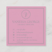 キュートエレガントピンクモダンモノグラムカスタム スクエア名刺 (裏面)