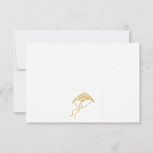 キュートエレガントピンク飛んでいるカイトスカイクラウド誕生日 ノートカード (裏面)