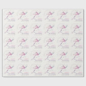 キュートエレガントピンク飛んでいるカイトスカイクラウド誕生日 ラッピングペーパー (フラット)