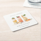 キュートエレガントフルーツカクテルオレンジブライダルシャワー スクエアペーパーコースター (アングル)