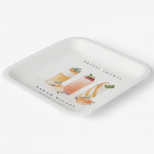 キュートエレガントフルーツカクテルオレンジブライダルシャワー ペーパープレート (傾斜あり)