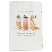 キュートエレガントフルーツカクテルオレンジブライダルシャワー ミディアムペーパーバッグ (正面)