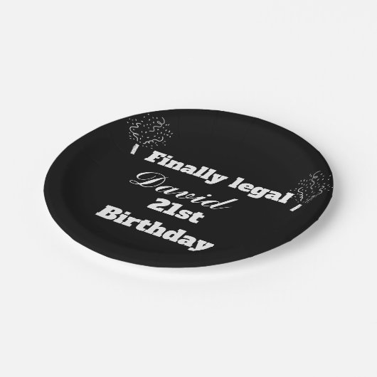キュートエレガントブラック最終的に法的な21歳の誕生日 ペーパープレート (アングル)