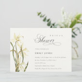 キュートエレガントホワイトダフォディルブライダルシャワー招待状 サンキューカード (スタンド正面)