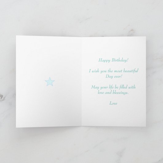 キュートエレガントホワイト誕生日フクロウティール（緑がかった色） カード (内部)