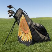  キュートエレガントボホアート黄色水彩ひまわり ゴルフタオル (グリーン)