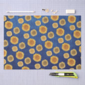 キュートエレガントボホネイビーブルーウッドひまわり素朴花 薄葉紙 (クラフト)