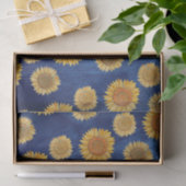 キュートエレガントボホネイビーブルーウッドひまわり素朴花 薄葉紙 (ギフト)