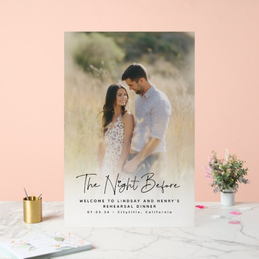 キュートエレガントリハーサル夕食写真ウェルカムサイン アクリルサイン (ウェディング)