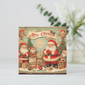 キュートエレガントレトロイラストレーションサンタクロース シーズンカード (スタンド正面)