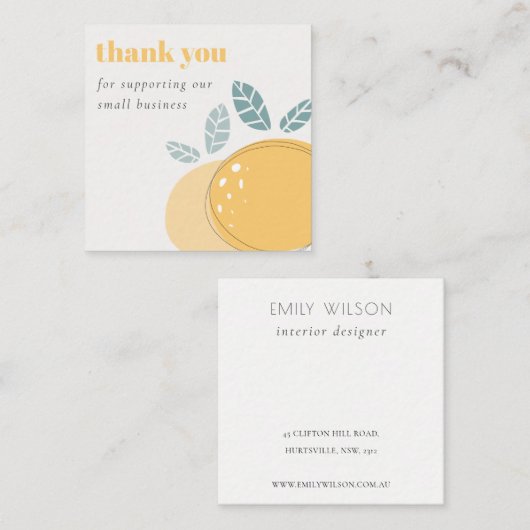 キュートエレガントレモンフルーティはっきりしたお願い申し上げ スクエア名刺 (正面/裏面)