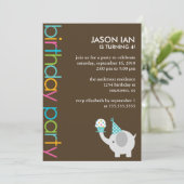 キュートエレファカラフルント子供の誕生日パーティー 招待状 (スタンド正面)