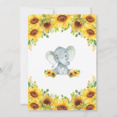 キュートエレファントひまわりフローラニュートラルベビーシャワー 招待状 (裏面)