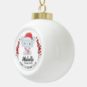 キュートエレファントウィンターホリデーベビー第1クリスマス セラミックボールオーナメント (右)