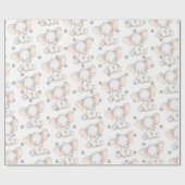 キュートエレファントガールズ子供部屋ベビーニュー生まれギフト ラッピングペーパー (フラット)