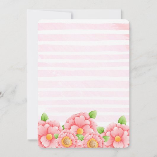 キュートエレファントガール1st誕生日パーティの招待状 招待状 (裏面)