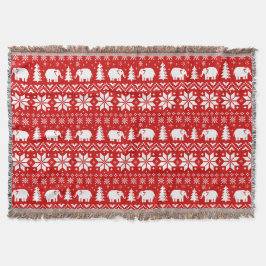 キュートエレファントクリスマスホリデーパターンレッドクリスマス スローブランケット