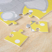 キュートエレファントサファリイエロー&ホワイト水玉模様 ジグソーパズル (側面)