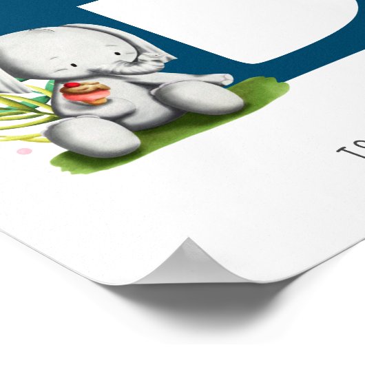 キュートエレファントサファリモノグラム子供部屋ルーム ポスター (角)