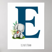 キュートエレファントサファリモノグラム子供部屋ルーム ポスター (正面)