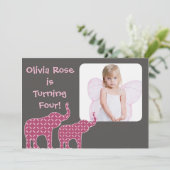 キュートエレファントシェイプ子供の誕生日パーティー招待状 招待状 (スタンド正面)