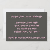 キュートエレファントシェイプ子供の誕生日パーティー招待状 招待状 (裏面)