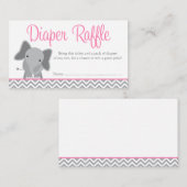 キュートエレファントシェブロンピンクおむつラッフルチケット エンクロージャーカード (正面/裏面)