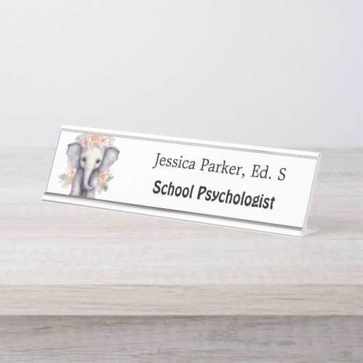 キュートエレファントスクール心理学者引用文セラピー デスクネームプレート (正面)