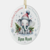 キュートエレファントスノーフレークベビー初めてのクリスマス セラミックオーナメント (右)