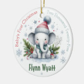 キュートエレファントスノーフレークベビー初めてのクリスマス セラミックオーナメント (左)