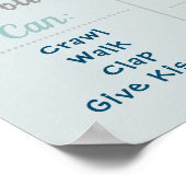 キュートエレファントネイビー&ミントファースト誕生日マイルストーン ポスター (角)