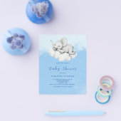 キュートエレファントバジェットボーイベビーシャワー招待状 チラシ (シングル)