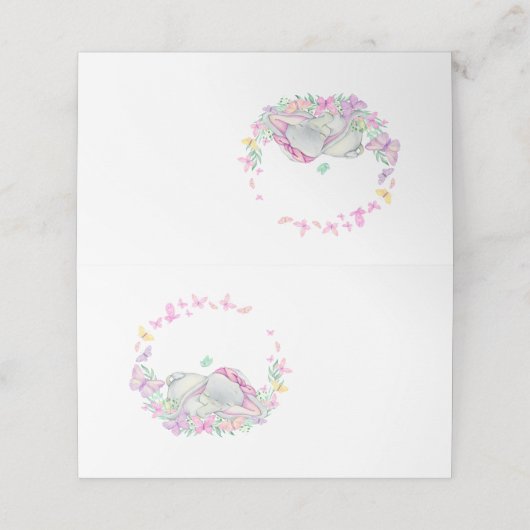 キュートエレファントバタフライピンク座席表 プレイスカード (外部開封)