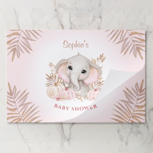 キュートエレファントピンクパンプキンティラウェイ紙ランチョンマット ペーパーパッド (折り畳み)