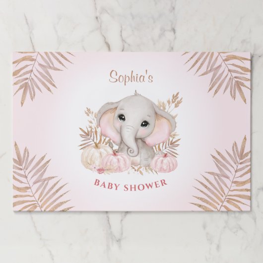 キュートエレファントピンクパンプキンティラウェイ紙ランチョンマット ペーパーパッド (正面)