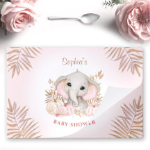 キュートエレファントピンクパンプキンティラウェイ紙ランチョンマット