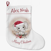 キュートエレファントベビー初めてのクリスマスストッキング ラージクリスマスストッキング (正面)