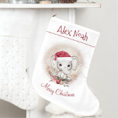 キュートエレファントベビー初めてのクリスマスストッキング ラージクリスマスストッキング