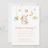 キュートエレファントベビー誕生日パーティカスタムー 招待状 (正面)