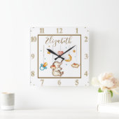 キュートエレファントベビー パーソナライズされた スクエア壁時計 (ホーム)